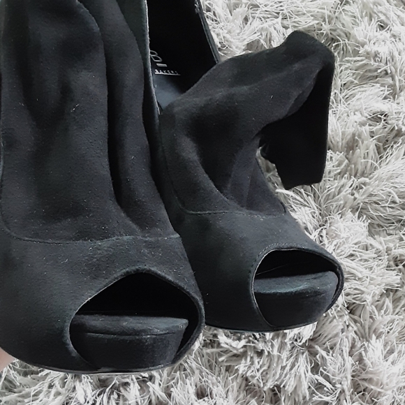 Black suede peep toe bootie **SOLD ON MERCARI** - Picture 7 of 8